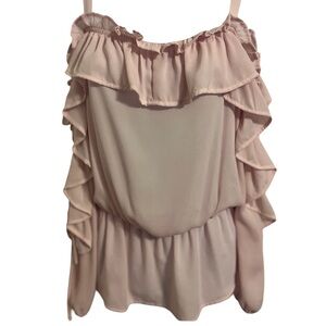Belle Sky soft pink open shoulder long sleeve top